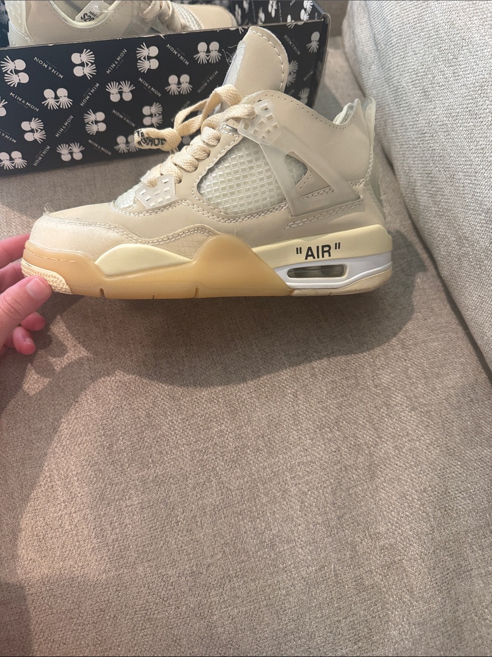Off-White x Air-Jordan Cream/Tan Retro Sneaker